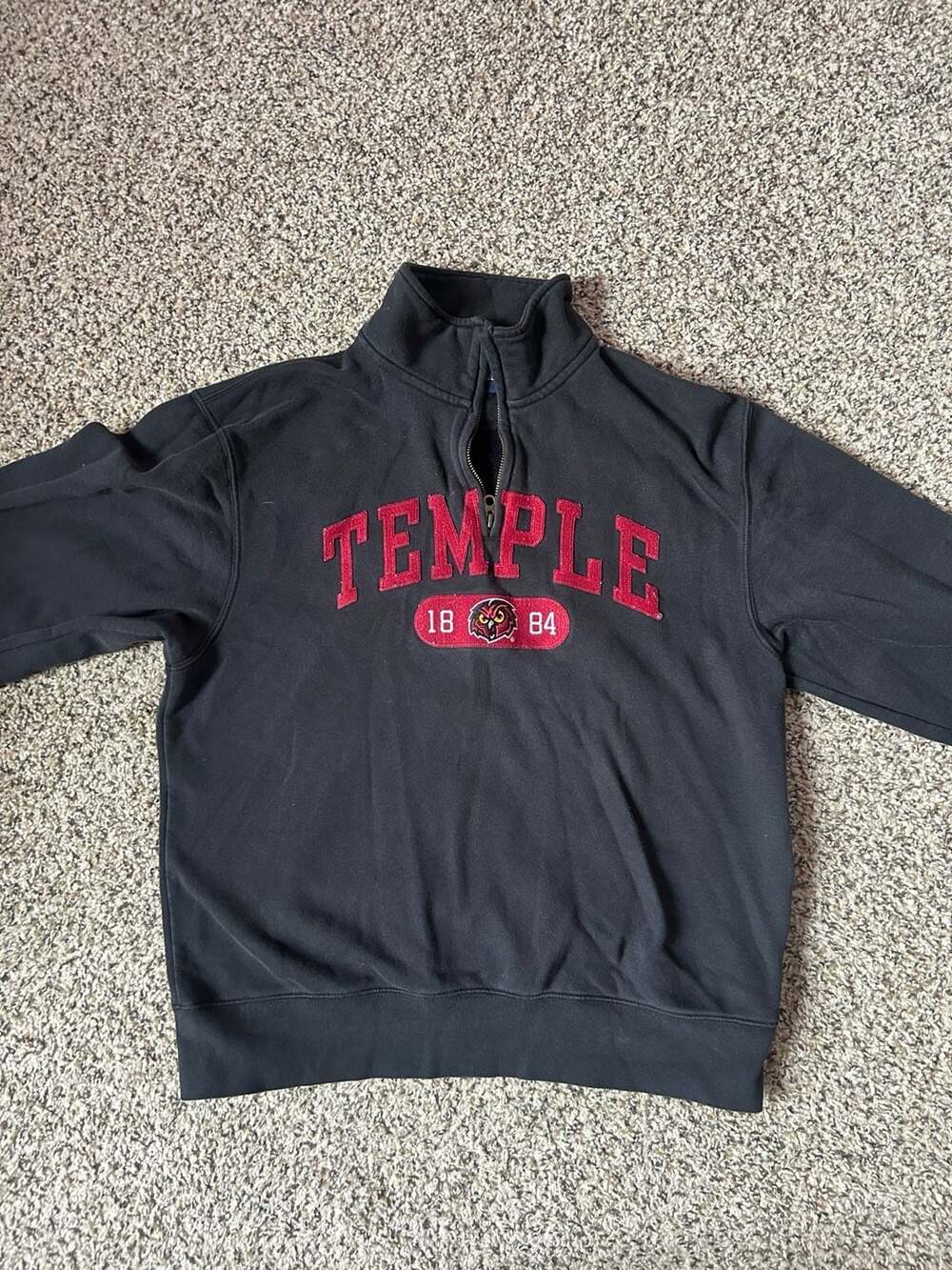 JanSport Temple University Owls Quarter Zip Sweatshirt Black Medium